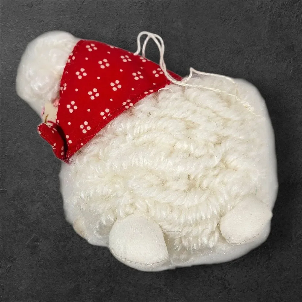 Vintage Farm Animal Christmas Ornaments Set of 4 Fabric Cottagecore Holiday Red
